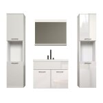 Trendteam - haven - salle de bain complete - blanc - 150 x 160 x 35 cm - 2 colonnes a suspendre + meuble ...