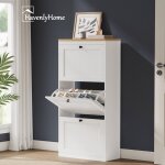Havenlyhome - meuble  chaussures 3 portes abattantes, 6 sparateur rglable, pour entre, couloir, chambre, ...