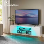 Havenlyhome - meuble tv led 140 cm meuble tv en bois avec 2 portes et 2 etagères, pour salon et chambre, ... Havenlyhome - meuble tv led 140 cm meuble tv en bois avec 2 portes et 2 etagères, pour salon et chambre, ...
