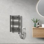 Heilmetz sèche - serviette électrique 70x40cm 250w anthracite tubes ronds radiateur mural salle de bain ... Heilmetz sèche - serviette électrique 70x40cm 250w anthracite tubes ronds radiateur mural salle de bain ...