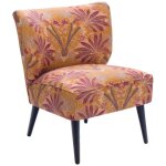 Hellin - fauteuil crapaud en tissu orange à motifs - ranchi Hellin - fauteuil crapaud en tissu orange à motifs - ranchi