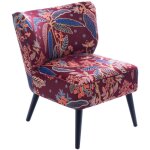 Hellin - fauteuil crapaud en velours prune  motifs - violette