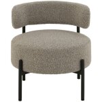 Hellin - fauteuil lounge en mtal noir et bouclette - gerda