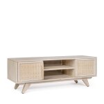 Hellin - meuble tv en bois de manguier blanchi 2 portes 2 niches - shanna Hellin - meuble tv en bois de manguier blanchi 2 portes 2 niches - shanna