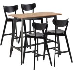 Hellin - table de bar et 4 tabourets de bar scandinaves en bois - leta