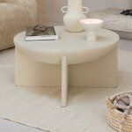 Hellin - table basse ronde 90x90x42 cm en manguier beige - razi