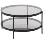 Hellin - table basse ronde en verre et mtal noir - benny