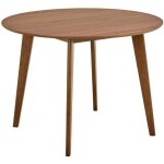 Hellin - table à manger ronde en bois d105 noyer 4 places - leta Hellin - table à manger ronde en bois d105 noyer 4 places - leta