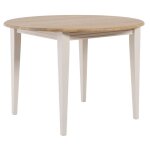 Hellin - table ronde extensible en chêne / grège 4 / 6 places d105 pieds fuseau - victoria Hellin - table ronde extensible en chêne / grège 4 / 6 places d105 pieds fuseau - victoria