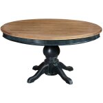 Hellin - table ronde en teck naturel et piétement noir patiné d130 - dalila Hellin - table ronde en teck naturel et piétement noir patiné d130 - dalila