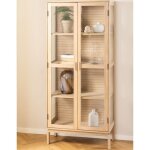 Hellin - vitrine 2 portes 80x40x180 cm en dcor chne blanchi et verre - liney