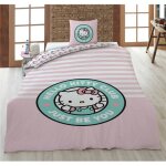 Hello kitty - parure de lit ? housse de couette 140x200 cm + taie d'oreiller 65x65 cm ? polycoton