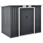 Helloshop26 - abri de jardin toit en appentis 213 x 130 x 173 cm tles en acier galvanises gris fonc ...
