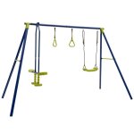 Balançoire enfants en métal avec 1 face à face et 1 anneaux de gymnastique equipement de jeu extérieur ... Balançoire enfants en métal avec 1 face à face et 1 anneaux de gymnastique equipement de jeu extérieur ...