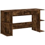 Helloshop26 - bureau table poste de travail meuble d'ordinateur informatique tude chne fum 140 x 50 ...