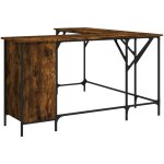 Helloshop26 - bureau table poste de travail meuble d'ordinateur informatique tude chne fum 141 x 141 ...