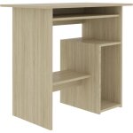 Helloshop26 - bureau table poste de travail meuble d'ordinateur informatique �tude ch�ne sonoma 80 x ...