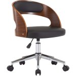 Helloshop26 - chaise fauteuil sige pivotante de bureau informatique tude bois courb et similicuir ...