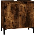 Helloshop26 - meuble sous lavabo d'vier 58 x 33 x 60 cm bois d'ingnierie marron fonc