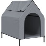 Niche pour chien clair tissu oxford et acier gris Niche pour chien clair tissu oxford et acier gris