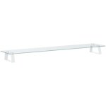 Helloshop26 - support de moniteur table meuble bureau 100 x 20 x 8 cm verre tremp et mtal blanc