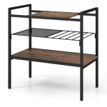 Helloshop26 - table d'appoint  3 niveaux bout de canap style industriel cadre en mta tagre en maille ...