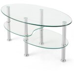 Helloshop26 - table basse en verre table de salon avec 3 etagres en verre tremp 89 x 49, 5 x 45cm pour ...