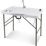 Table de pche avec 2 viers robinet rotatif 360 table pliante portable pour nettoyage de poisson en ...