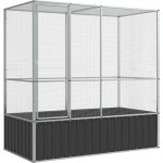 Helloshop26 - voli�re cage � oiseaux argent� 210, 5 x 107 x 212 cm acier argent