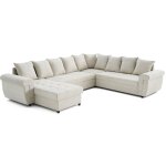 Bestmobilier - henry - canap panoramique convertible - avec coffre - en velours ctel - 7 places - ...