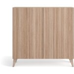 Herdasa, meuble � chaussures en m�lamine, mod�le moss, 87x90x27 cm, noyer clair - portes effet lattes ...