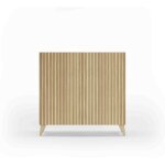 Meuble  chaussures, modle sunne, en mlamine couleur chne et portes aspect lattes