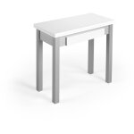 Herdasa, table de cuisine extensible, mod�le liv, en m�lamine et m�tal, 77x80x40 cm, blanc et gris