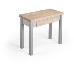 Herdasa, table de cuisine extensible, mod�le liv, en m�lamine et m�tal, 77x80x40 cm, ch�ne et gris