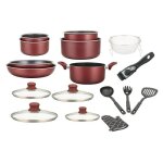 Herzberg - batterie de cuisine revêtement pierre avec manche amovible 17 pièces bordeaux hg8055 - br ... Herzberg - batterie de cuisine revêtement pierre avec manche amovible 17 pièces bordeaux hg8055 - br ...