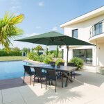 Parasol d�port� rectangulaire �quador vert olive 4 x 3m en aluminium et polyester - hesp�ride