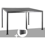 Pergola bioclimatique avila 4 x 3 m graphite en aluminium + 6 rideaux - hesp�ride