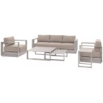 Hesperide ? salon de jardin 5 places en aluminium teint� et polyester d�perlant ? canap� 3 places et ...