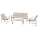 Hesperide - salon de jardin boreane lin & argile 5 places en aluminium texaline et polyester - hespride ...