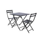 Hesperide - salon de jardin carr� en m�tal greensboro 70 x 70 cm graphite avec 2 chaises - hesp�ride