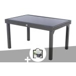 Table extensible rectangulaire en verre piazza 6 / 10 places gris anthracite + housse - hespride
