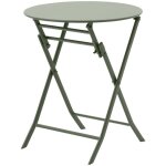 Hesperide - table de jardin pliante ronde greensboro vert laurier 2 places en acier - hespride
