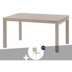 Table de jardin rectangulaire extensible coulissante evasion 8 / 10 places lin et argile + 10 fauteuils ...