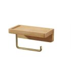 Htre) porte papier toilette double installation bois massif htre drouleur support papier wc mural ...
