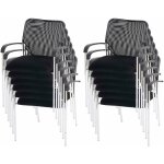 Hhg - jamais utilis] lot de 12 chaises de confrence / visiteur tulsa, empilable, tissu, sige noir, ...