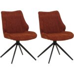 Hhg - lot de 2 chaises de salle � manger 026, chaise de cuisine, pivotante auto - return, tissu / textile ...