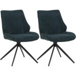 Hhg - lot de 2 chaises de salle � manger 026, chaise de cuisine, pivotante auto - return, tissu / textile ...