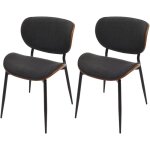 Hhg - lot de 2 chaises de salle � manger 236, bois courb� tissu (370g / m�) �ko - tex mvg - certifi�, ...