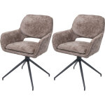 Hhg - lot de 2 chaises de salle � manger 643, chaise de cuisine, pivotante auto - return, tissu chenille ...