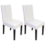 Jamais utilis] lot de 2 chaises de sjour littau, cuir reconstitu blanc, pieds foncs